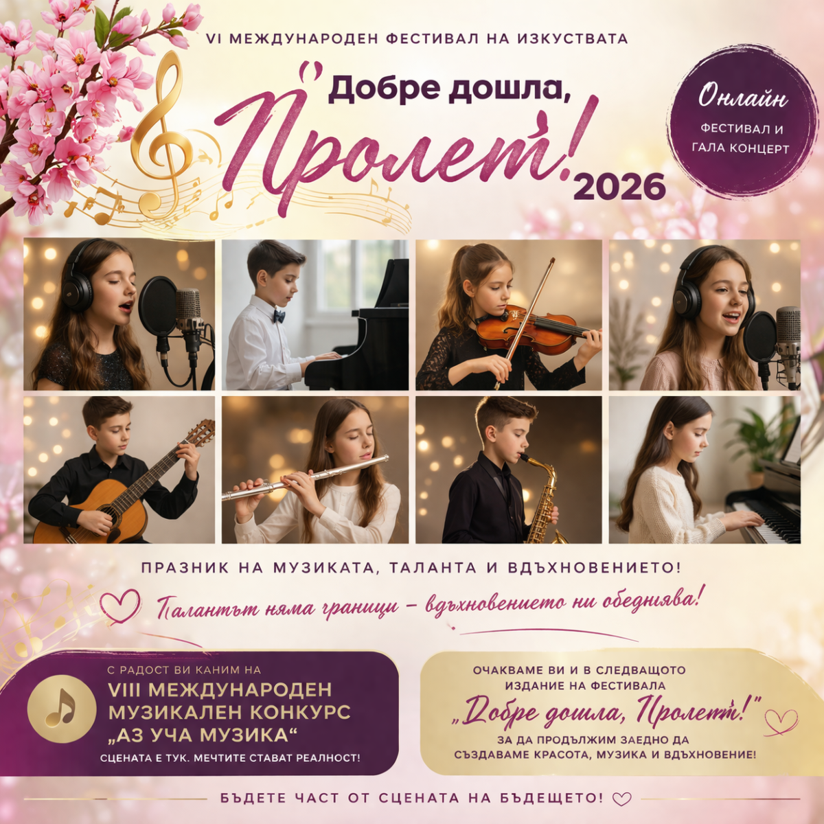 VI Международен фестивал на изкуствата „Добре дошла, Пролет!“ 2026 – празник на музиката и таланта